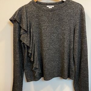 Bar III Charcoal Ruffle Sleeve Sweater